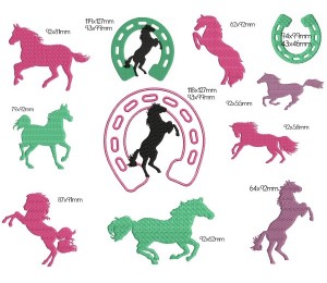 Stickserie Pferde Silhouette